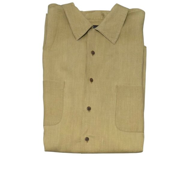 Saks Fifth Avenue Men's Linen Camp Shirt Sz L Vacation Resort Wear - Picture 1 of 8
